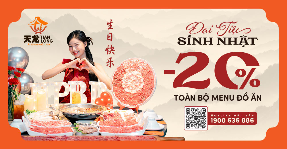 MỪNG SINH NHẬT THÀNH VIÊN - GIẢM 20% TOÀN BỘ MENU ĐỒ ĂN!