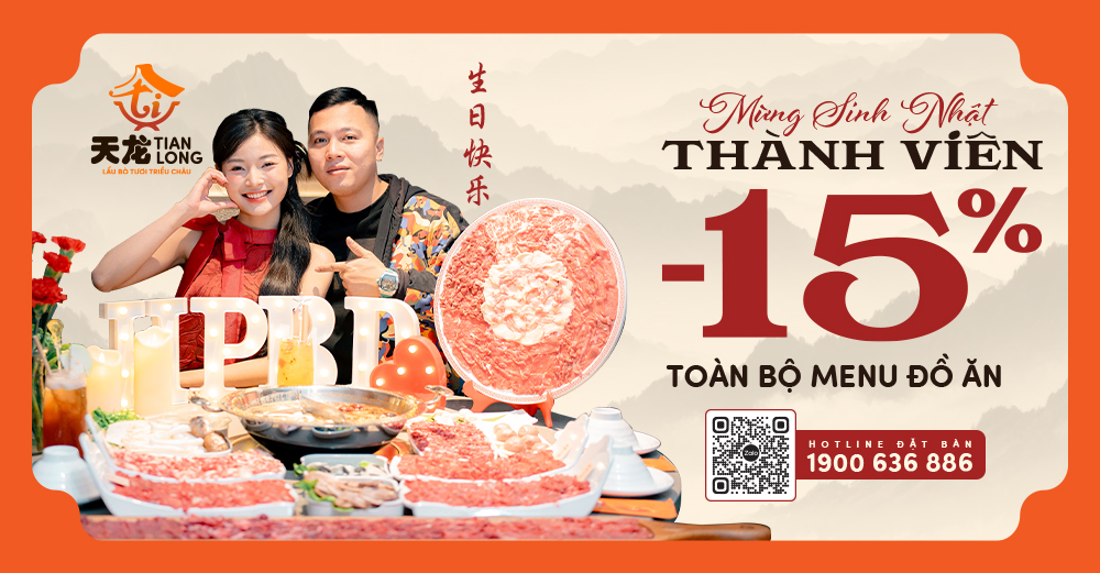 MỪNG SINH NHẬT THÀNH VIÊN - GIẢM 15% TOÀN BỘ MENU ĐỒ ĂN!